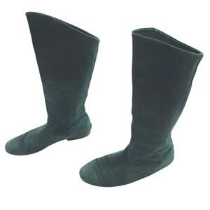 Jack Sprat Faux Suede Boots Women Slouch 8 Hunter Green Flat Pirate Ren Faire